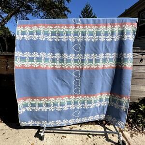 Vintage Pendleton Wool Jacquard Weight Fabric Yardage Pink Blue Hearts 126x72